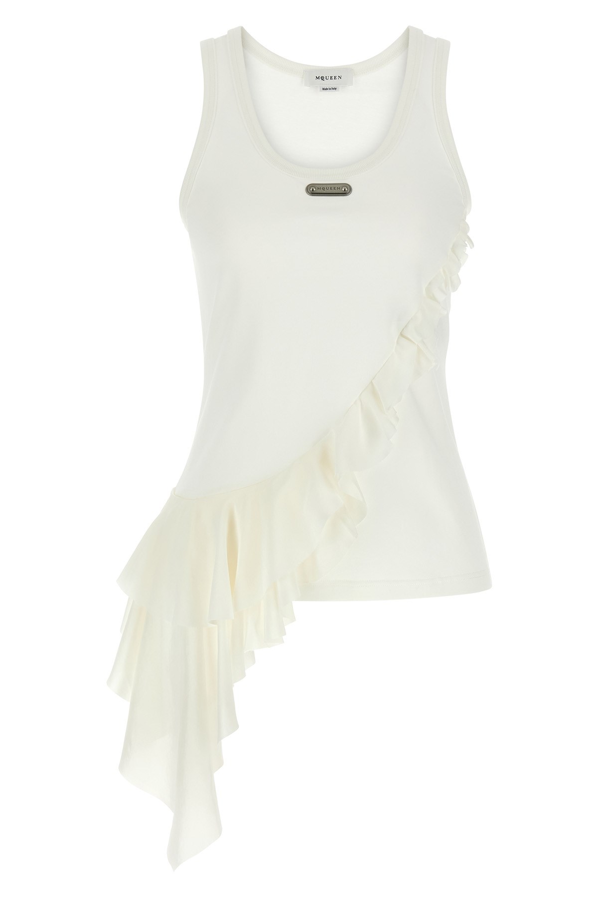 MCQUEEN Silk Ruffle Tank Top
