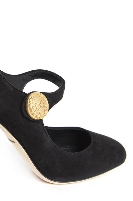 'Mary Jane' suede heel shoes with gold 'DG' detail