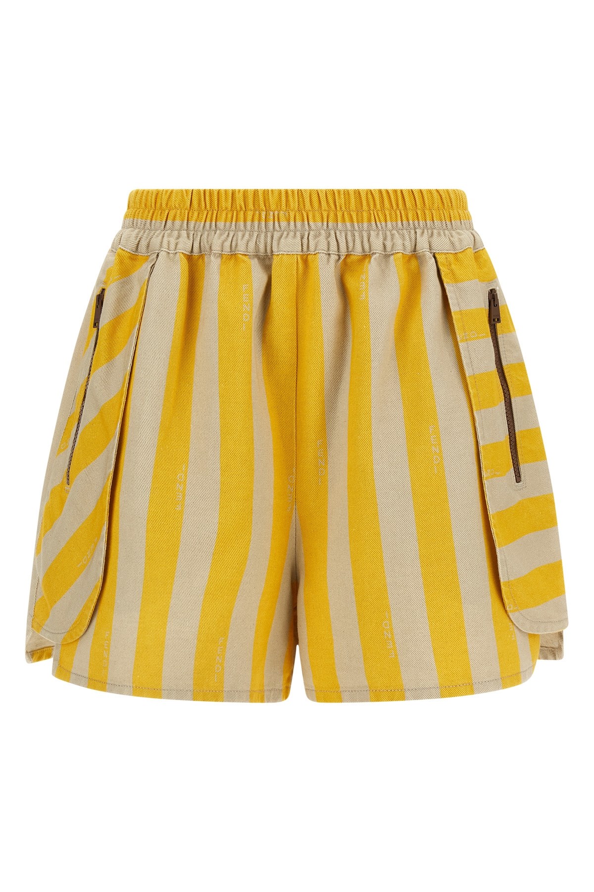 Fendi Pequin Striped Shorts In Yellow