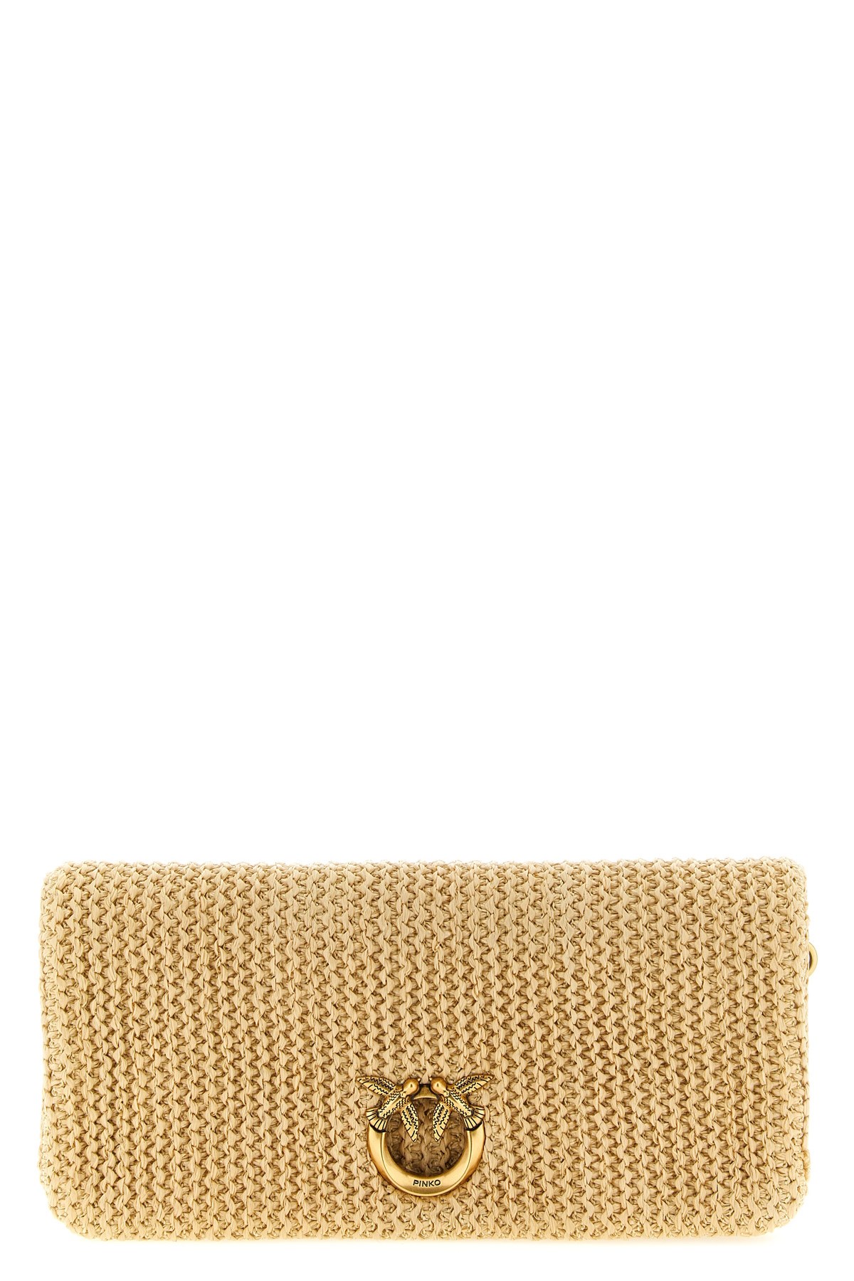 Pinko 'love Bag Click Soft Horizontal' Clutch In Beige