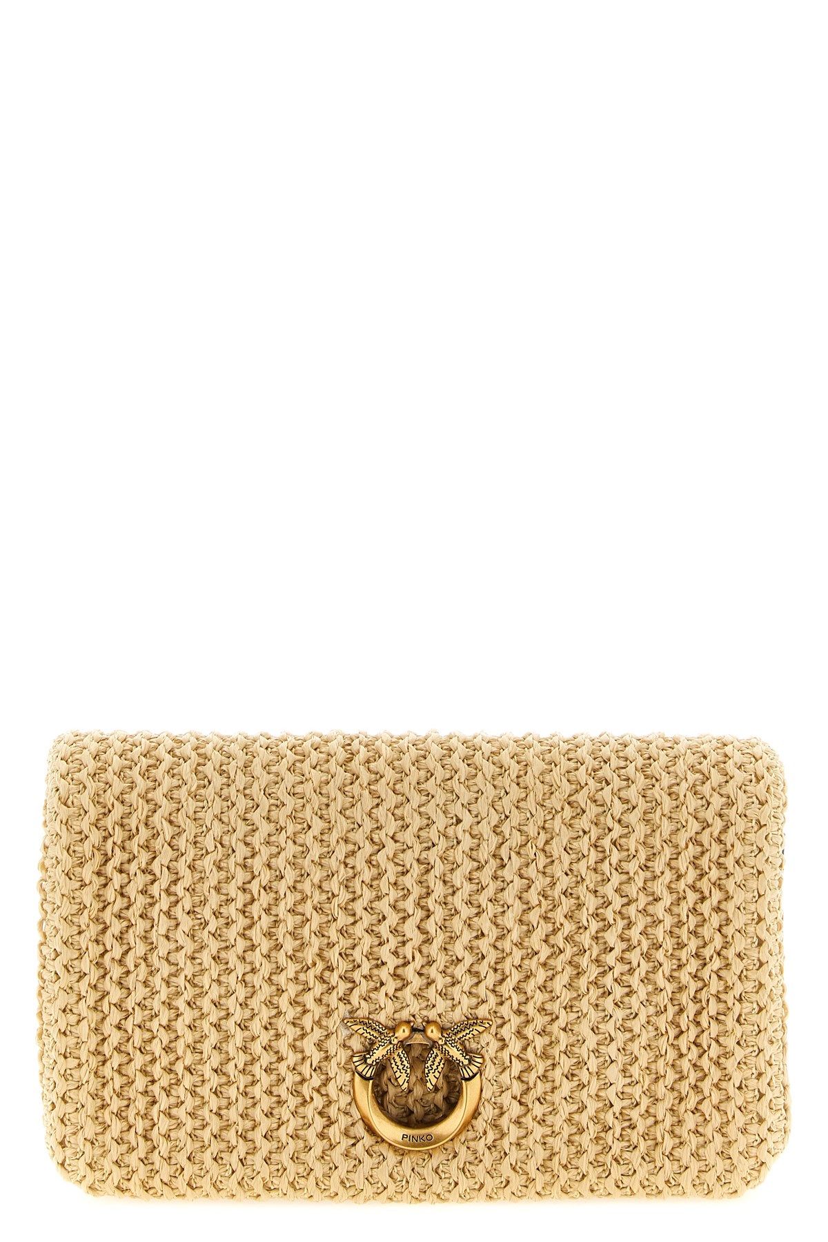 Pinko 'love Click Soft Horizontal' Mini Clutch In Beige