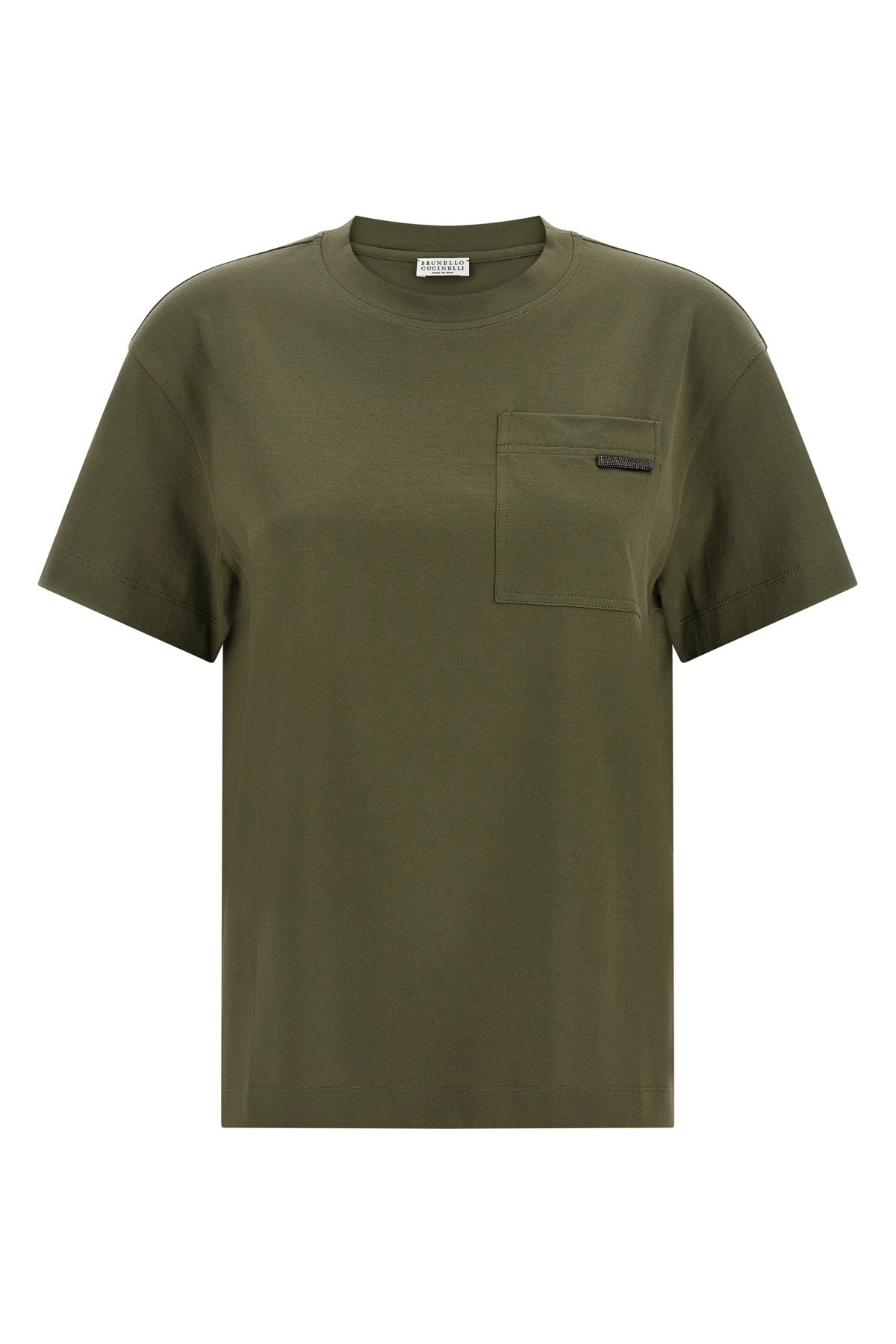 Brunello Cucinelli 'shiny Tab' T-shirt In Green