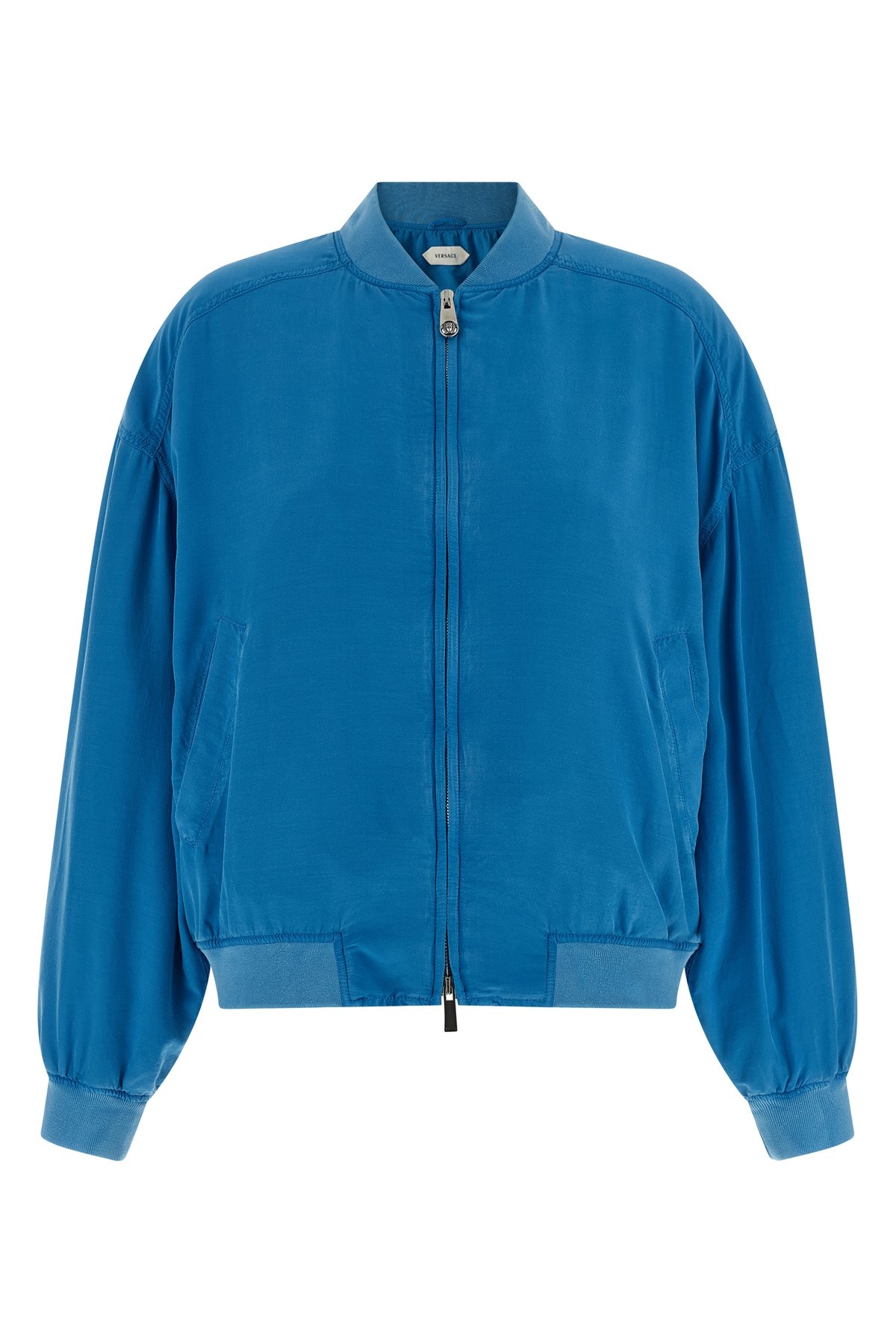 Versace Silk Poplin Blouson In Blue