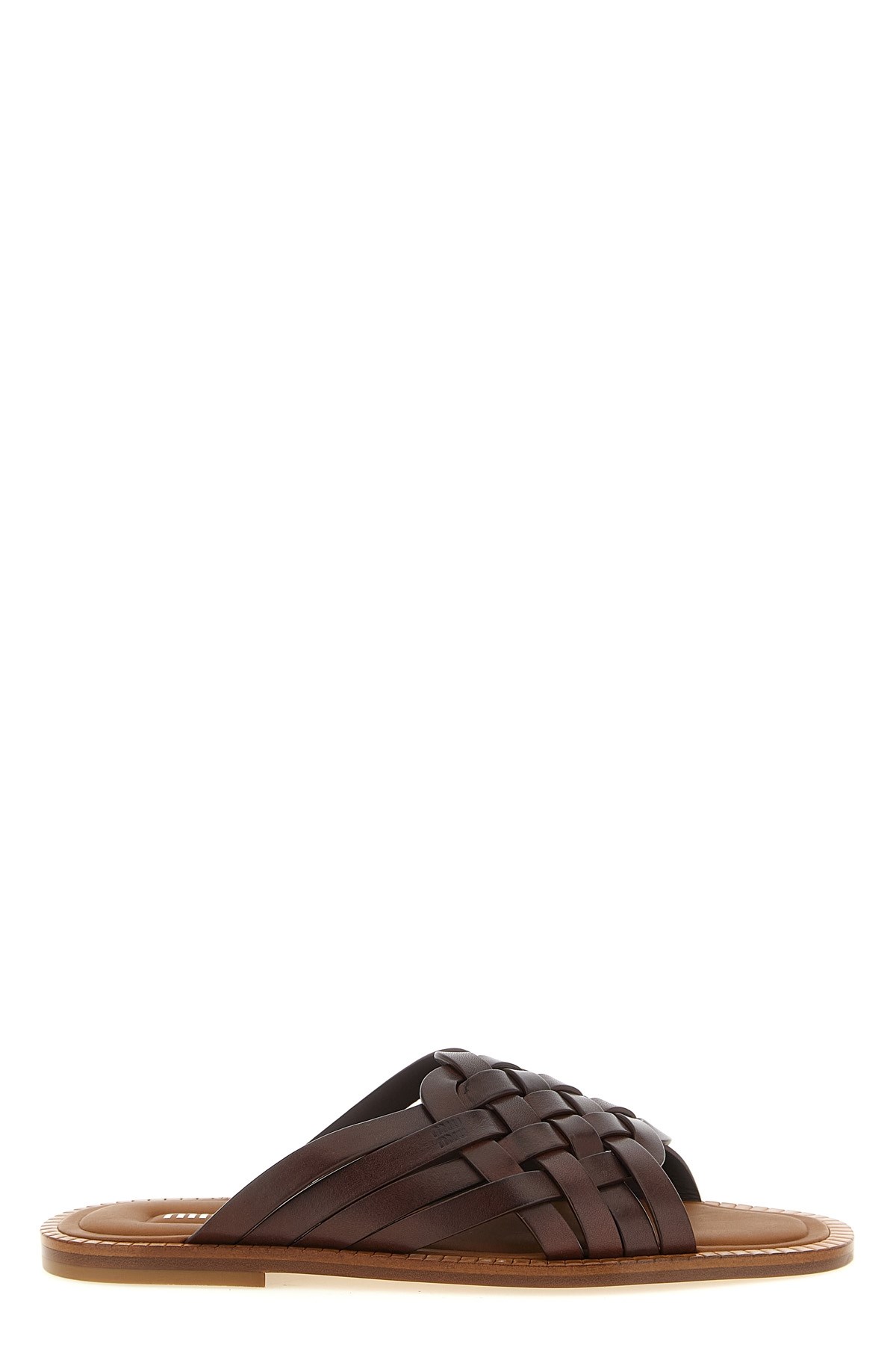 MIU MIU Waxed Leather Sandals