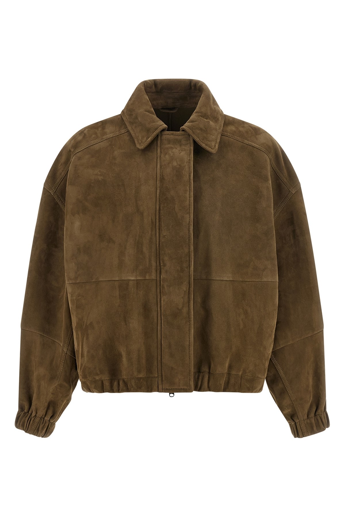 'Shiny Zipper Pull' Suede Jacket - Size 38 IT