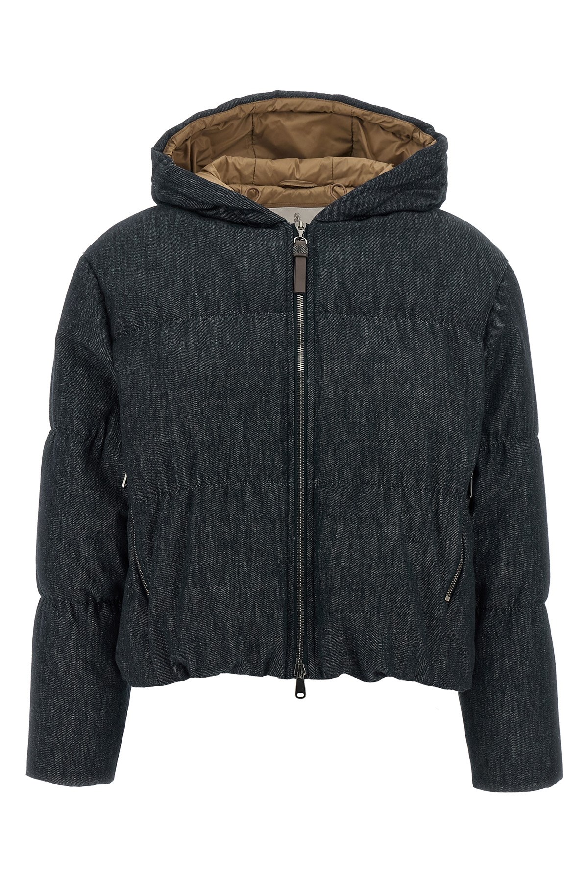 Brunello Cucinelli Denim-effect Twill Down Jacket In Blue