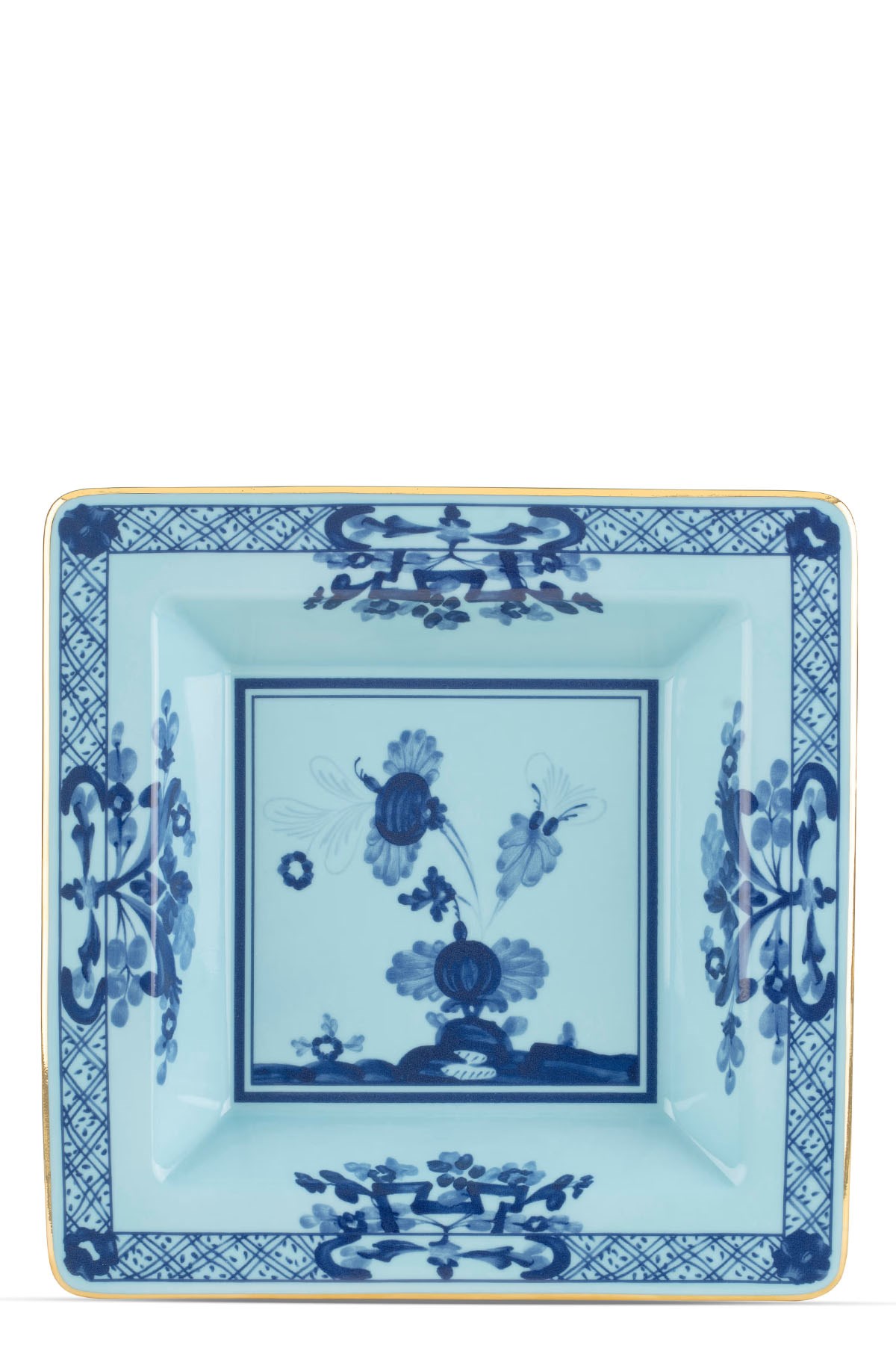 Ginori 1735 Square 'oriente Italiano' Valet Tray 18 Cm In Blue