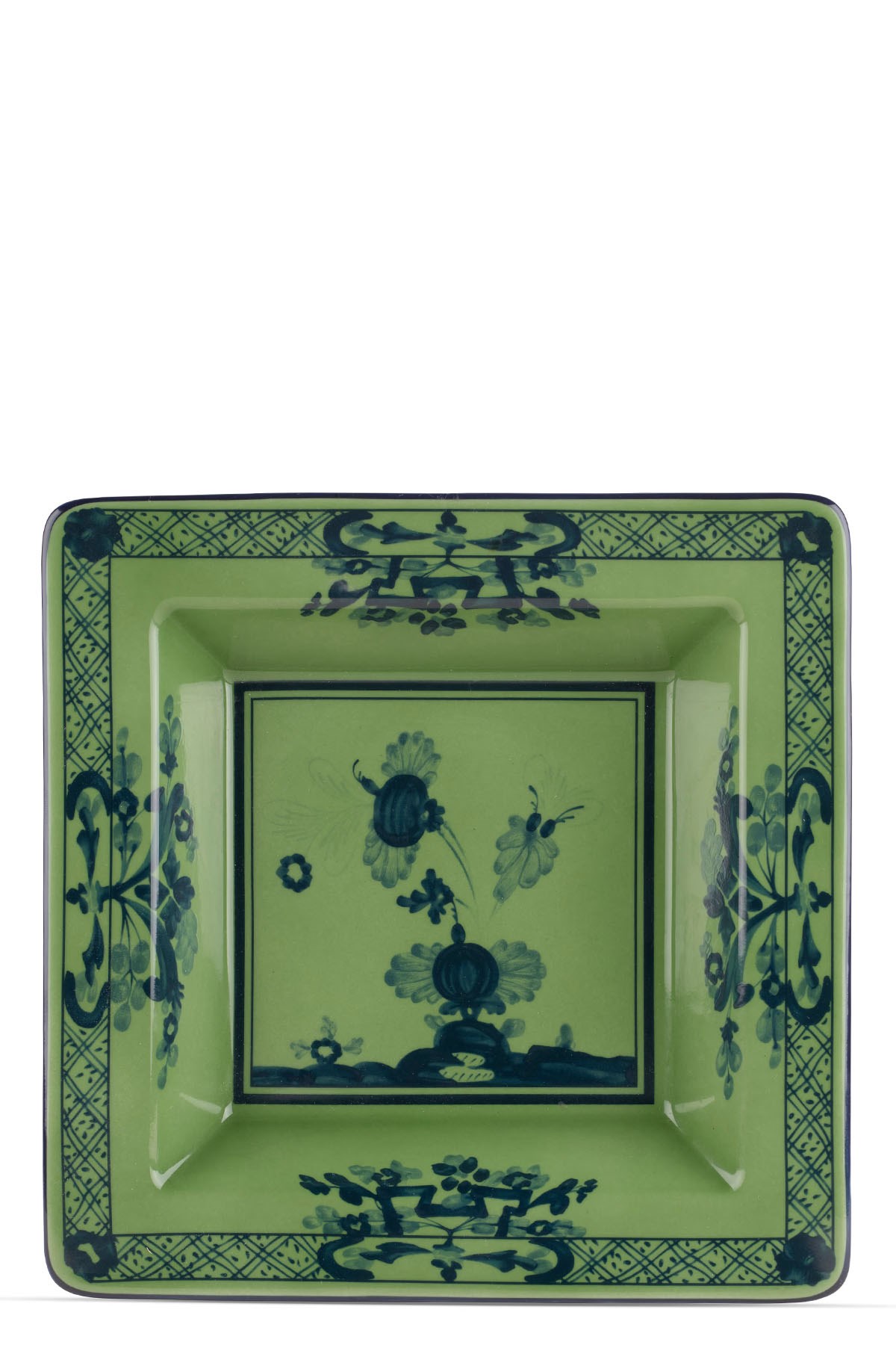 Ginori 1735 Square 'oriente Italiano' Valet Tray 18 Cm In Green