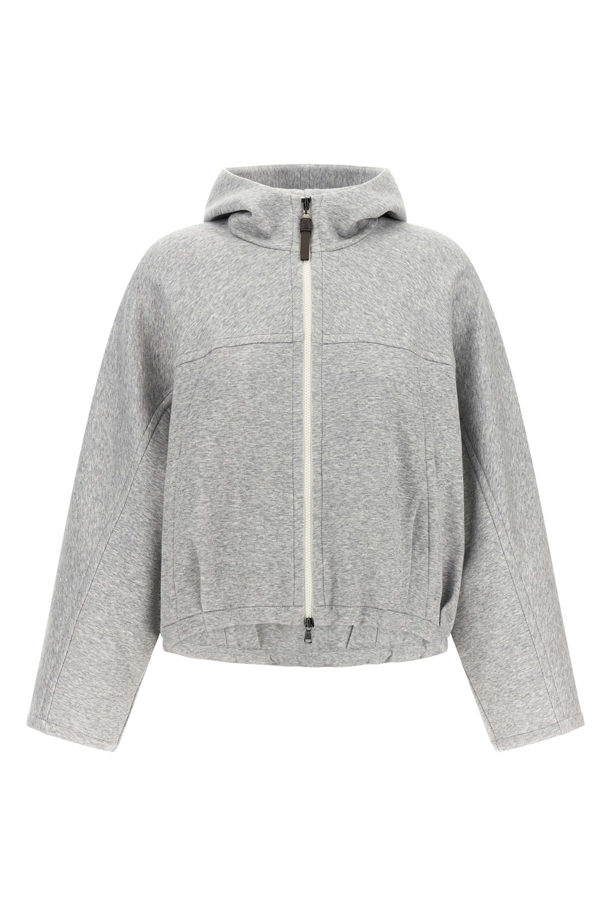 BRUNELLO CUCINELLI 'Shiny Zipper Pull' Cropped Hoodie