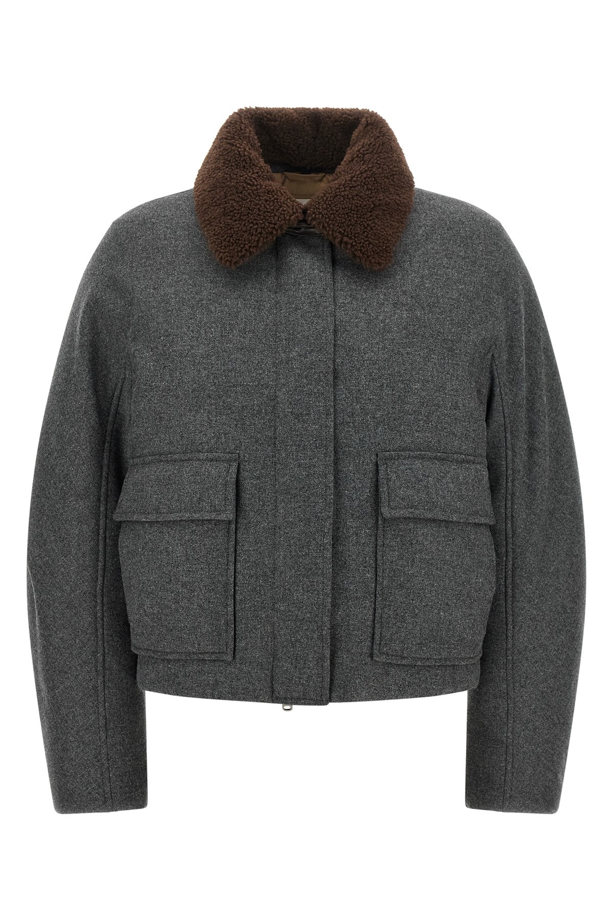 BRUNELLO CUCINELLI Shearling Collar Cropped Jacket