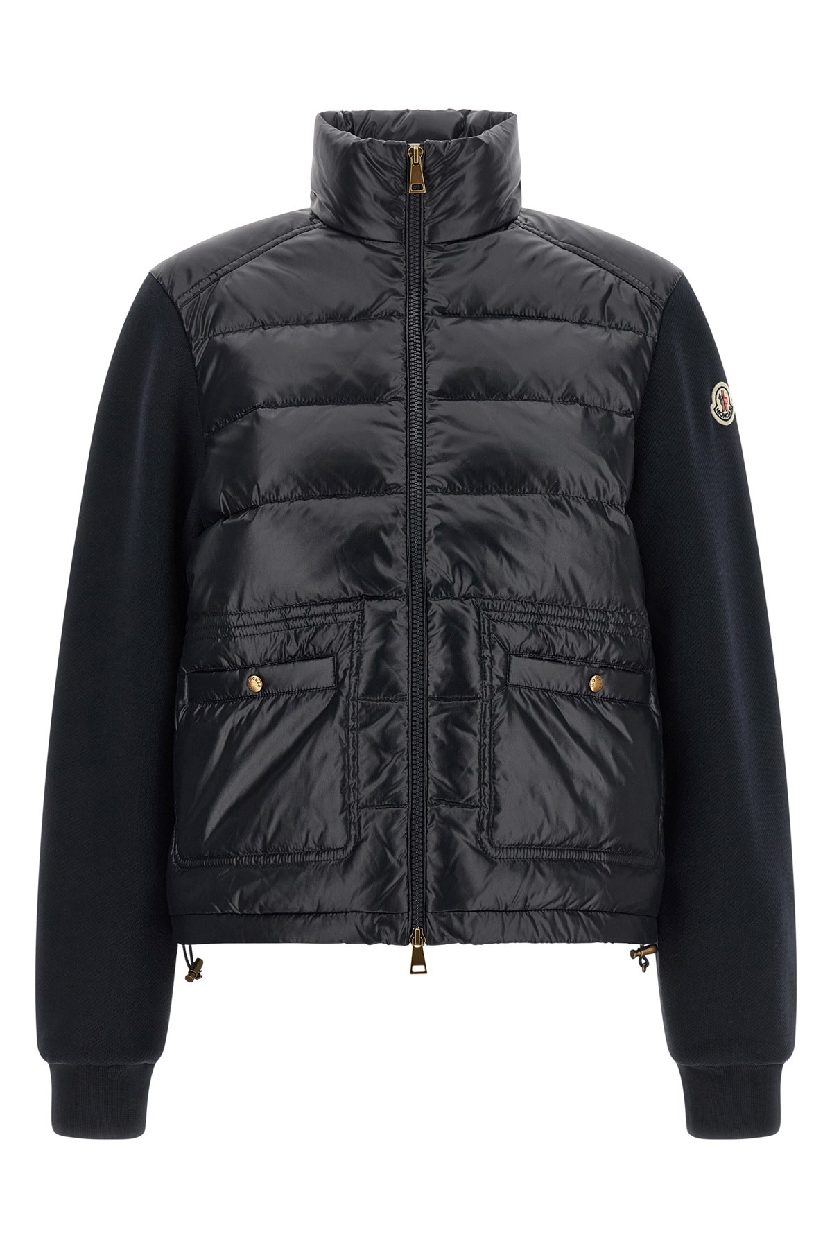 Moncler Two-material Padded Cardigan In Blue