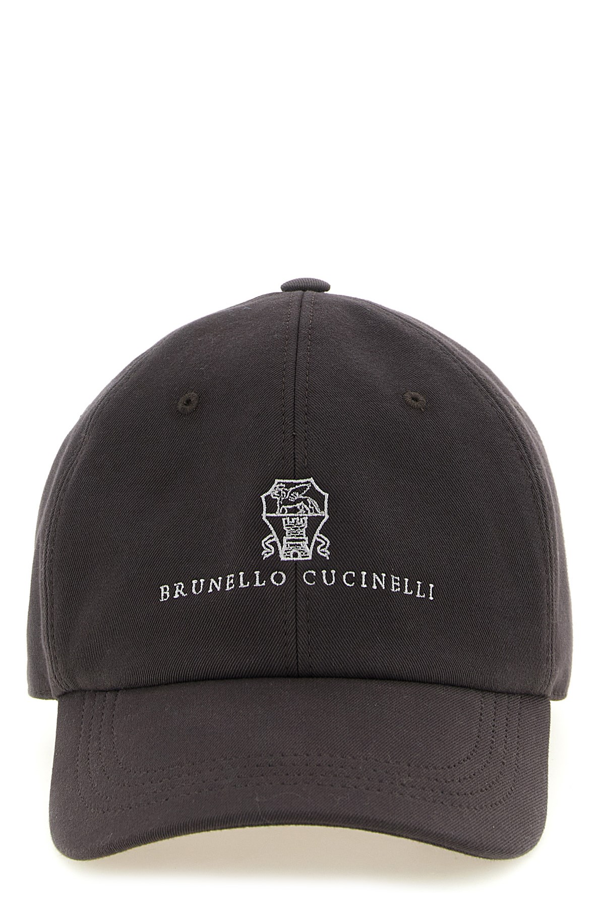Brunello Cucinelli Logo Embroidery Cap In Brown