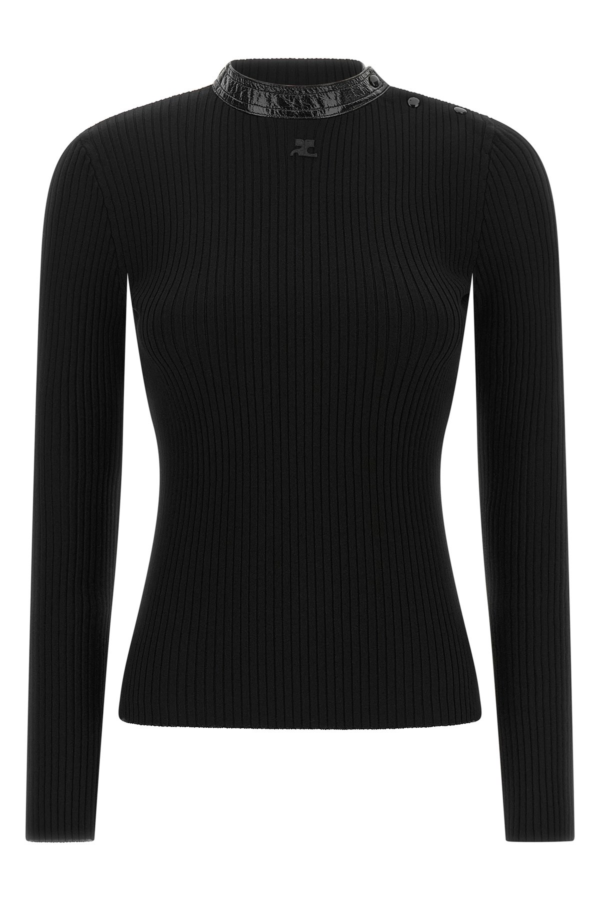 COURREGES Pullover Mit Vinylkragen　クレージュ ビニール襟付きセーター COURREGES