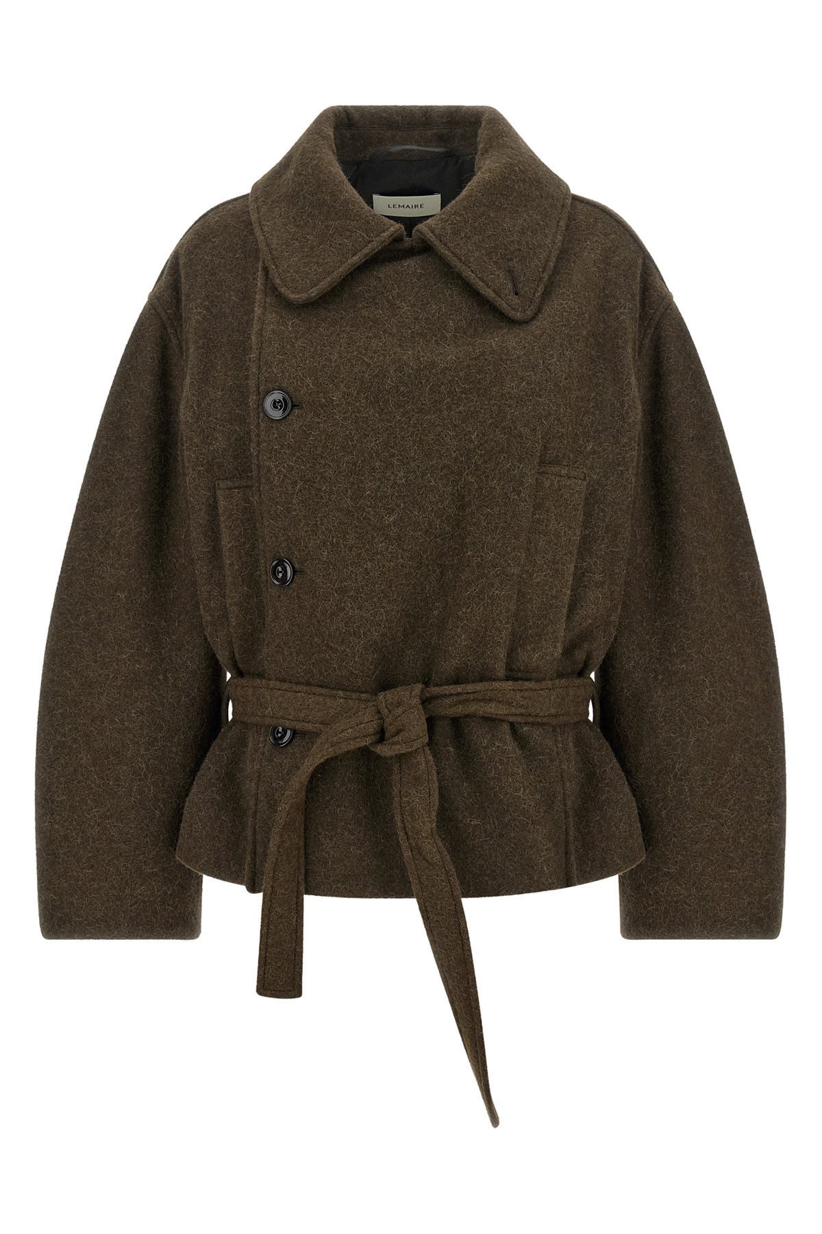 Lemaire 'short Wrap' Coat In Brown
