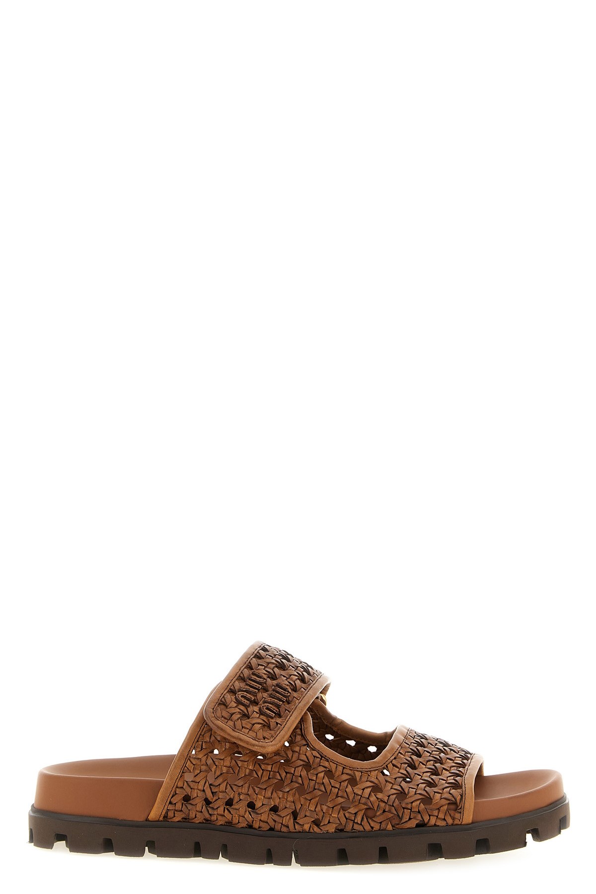 MIU MIU Braided Leather Sandals