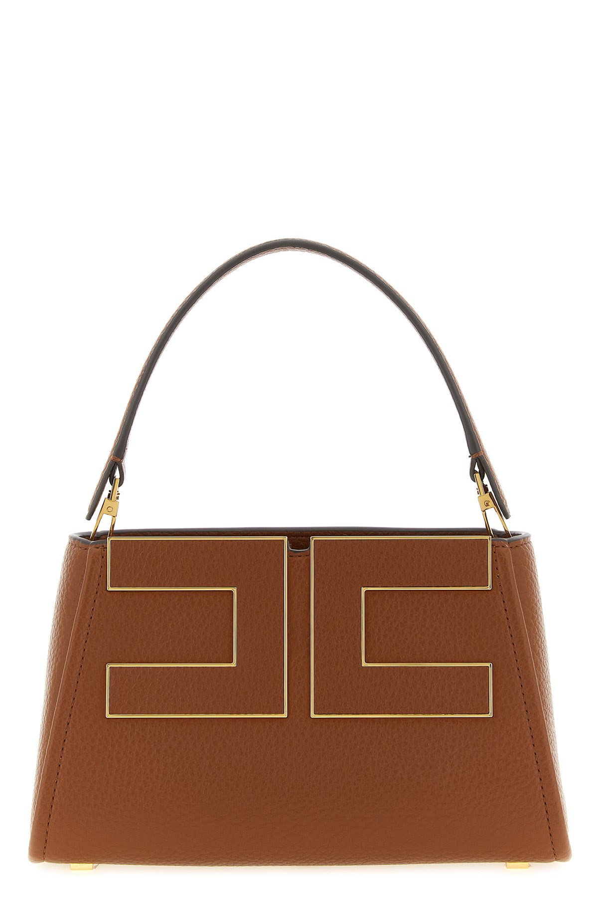 Elisabetta Franchi Maxi Logo Handbag In Brown