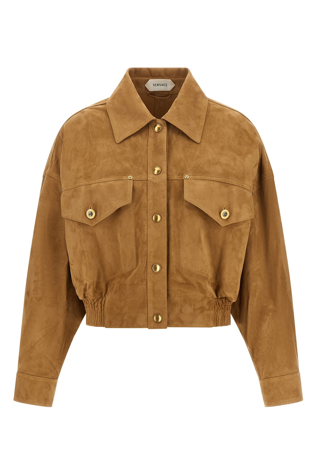 Versace Suede Blouson In Brown