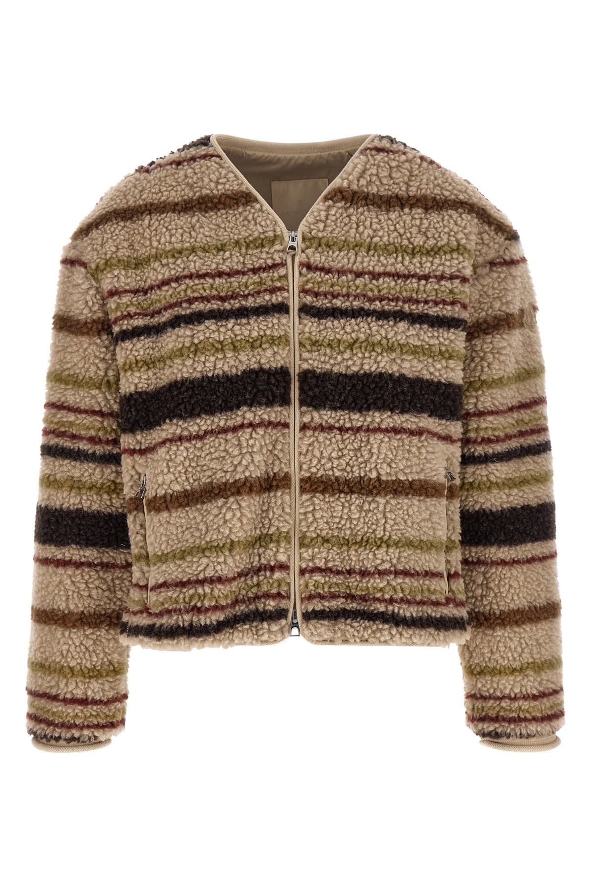 Moncler Teddy Effect Cardigan In Brown