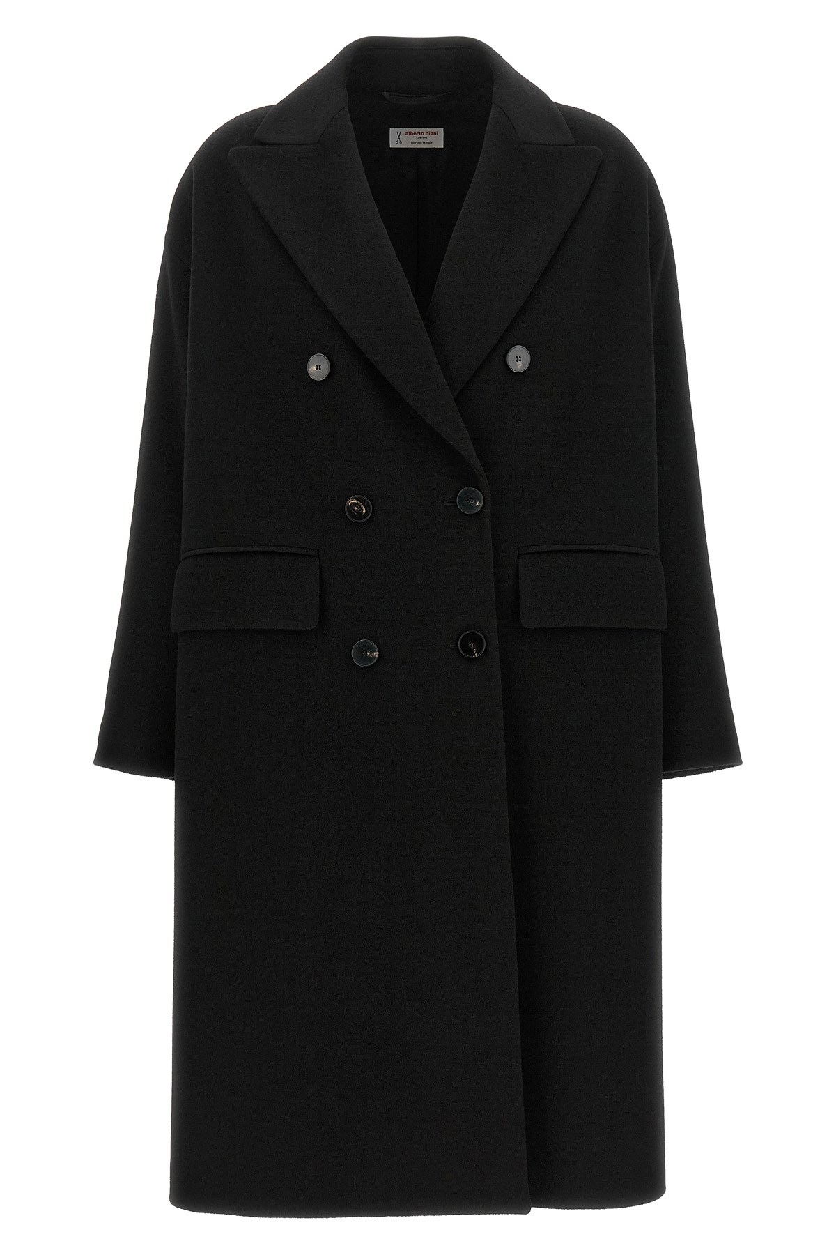 Alberto Biani Double-breasted Wide Coat In Schwarz