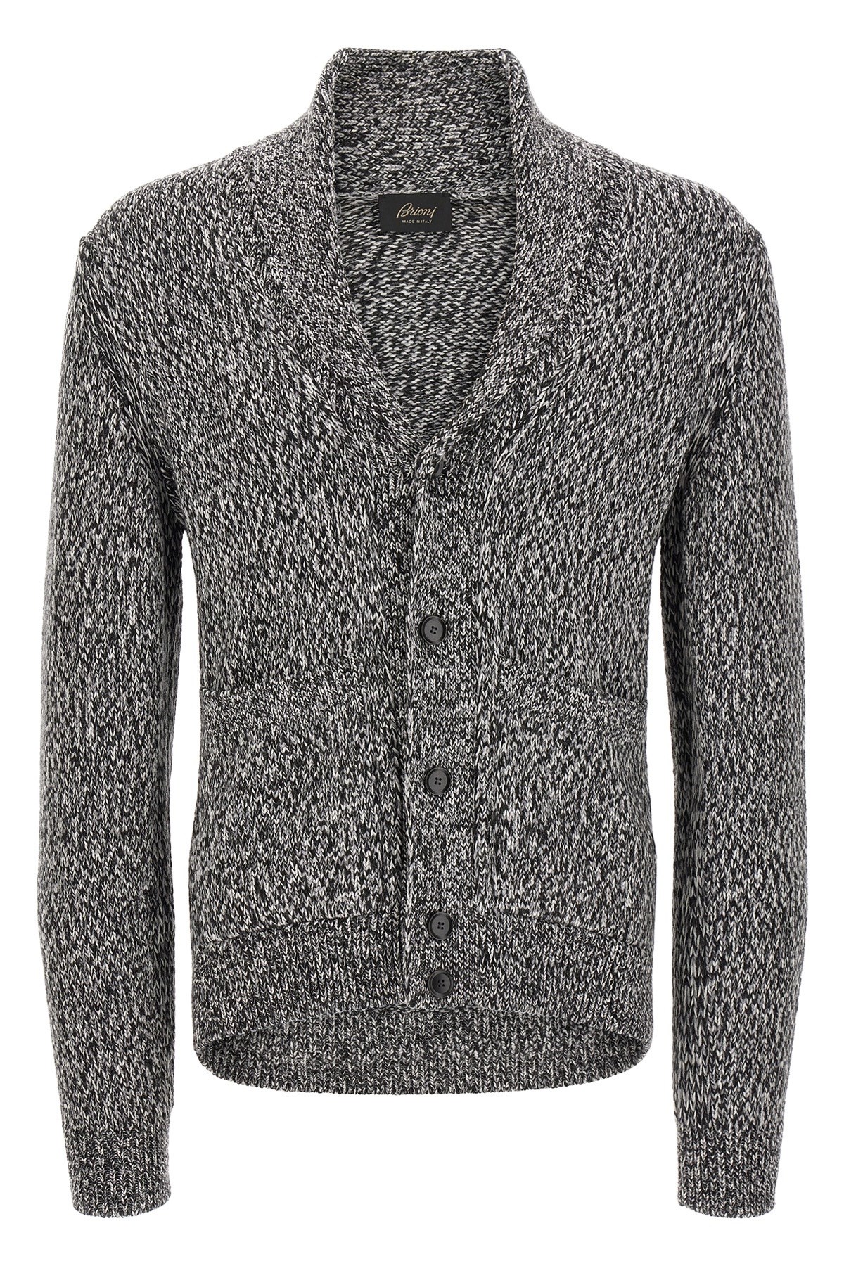 Brioni Shawl Neck Cardigan In Weiss/schwarz
