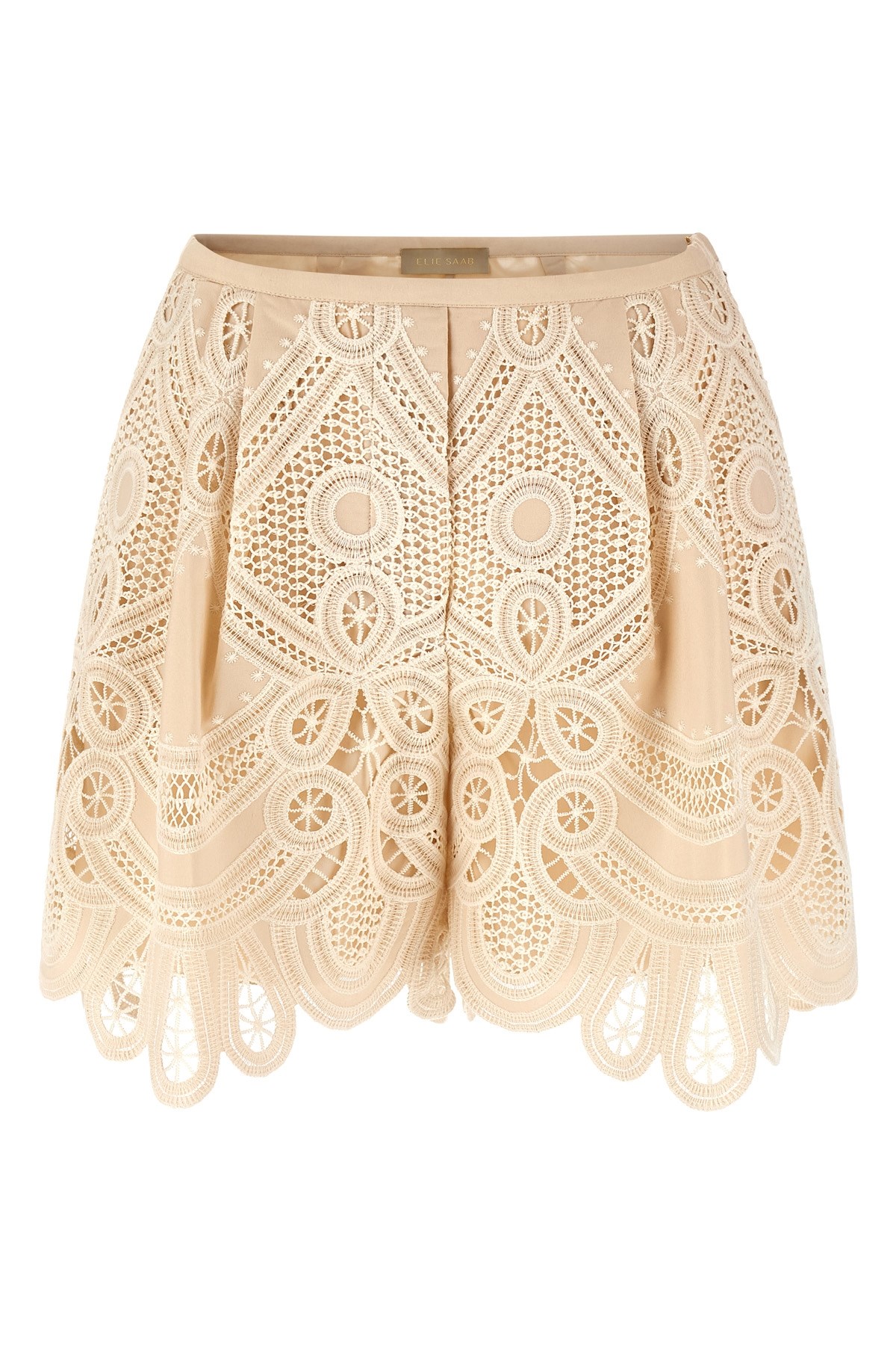 Elie Saab Macramé Embroidery Shorts In Beige