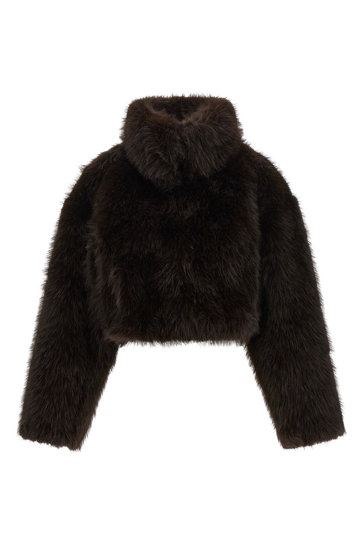 Rotate Birger Christensen Eco-fur Short Jacket In Brown