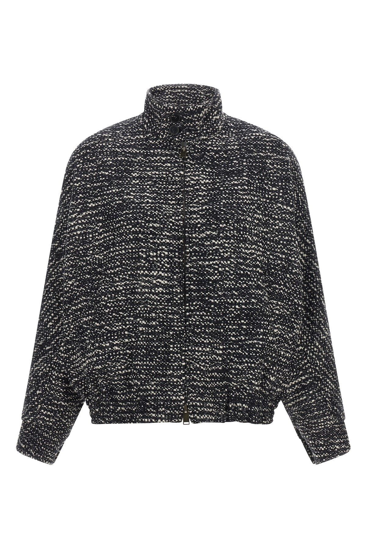 Darkpark 'lee' Bouclé Wool Bomber Jacket In White