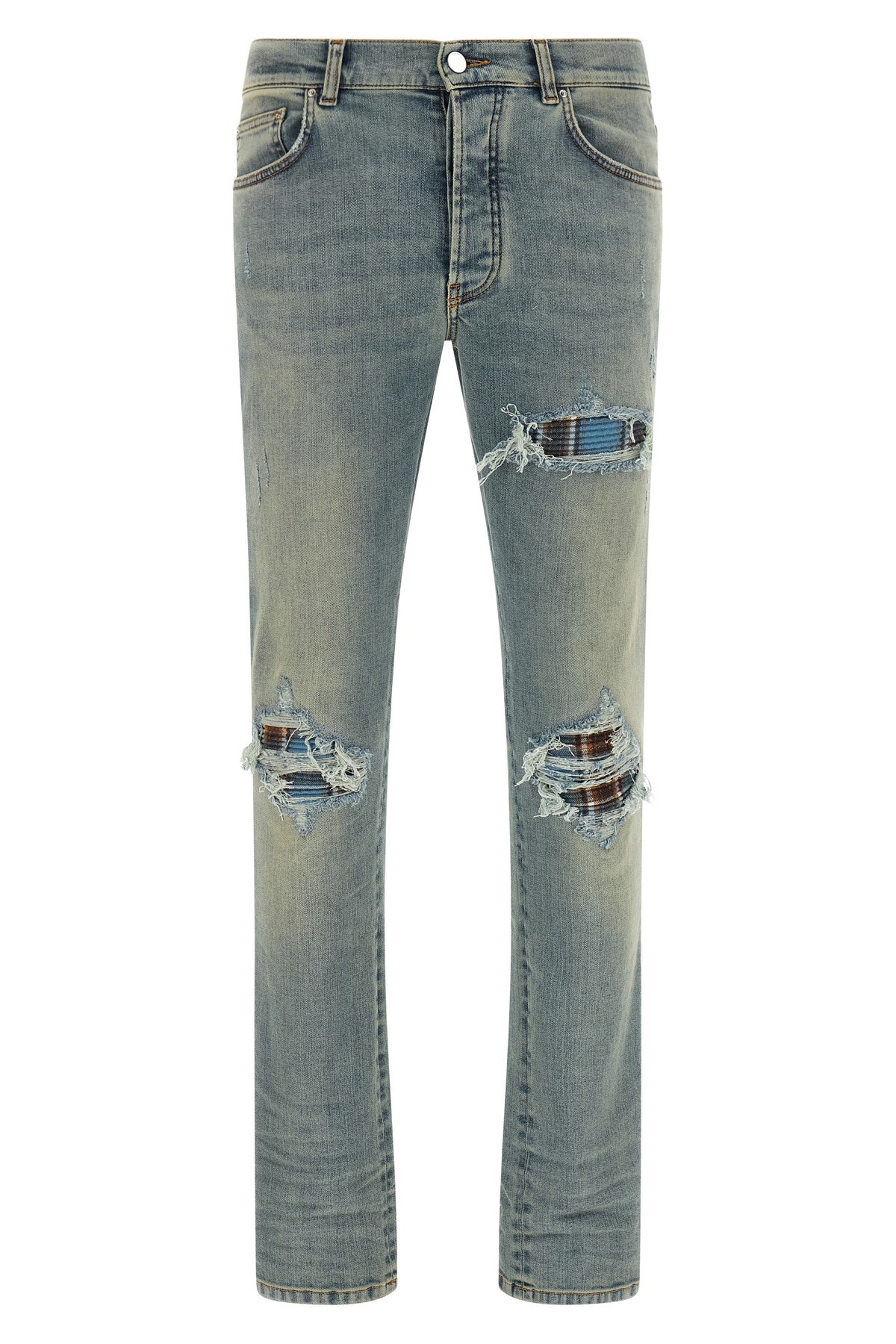 Amiri 'flannel Mx1' Jeans In Light Blue
