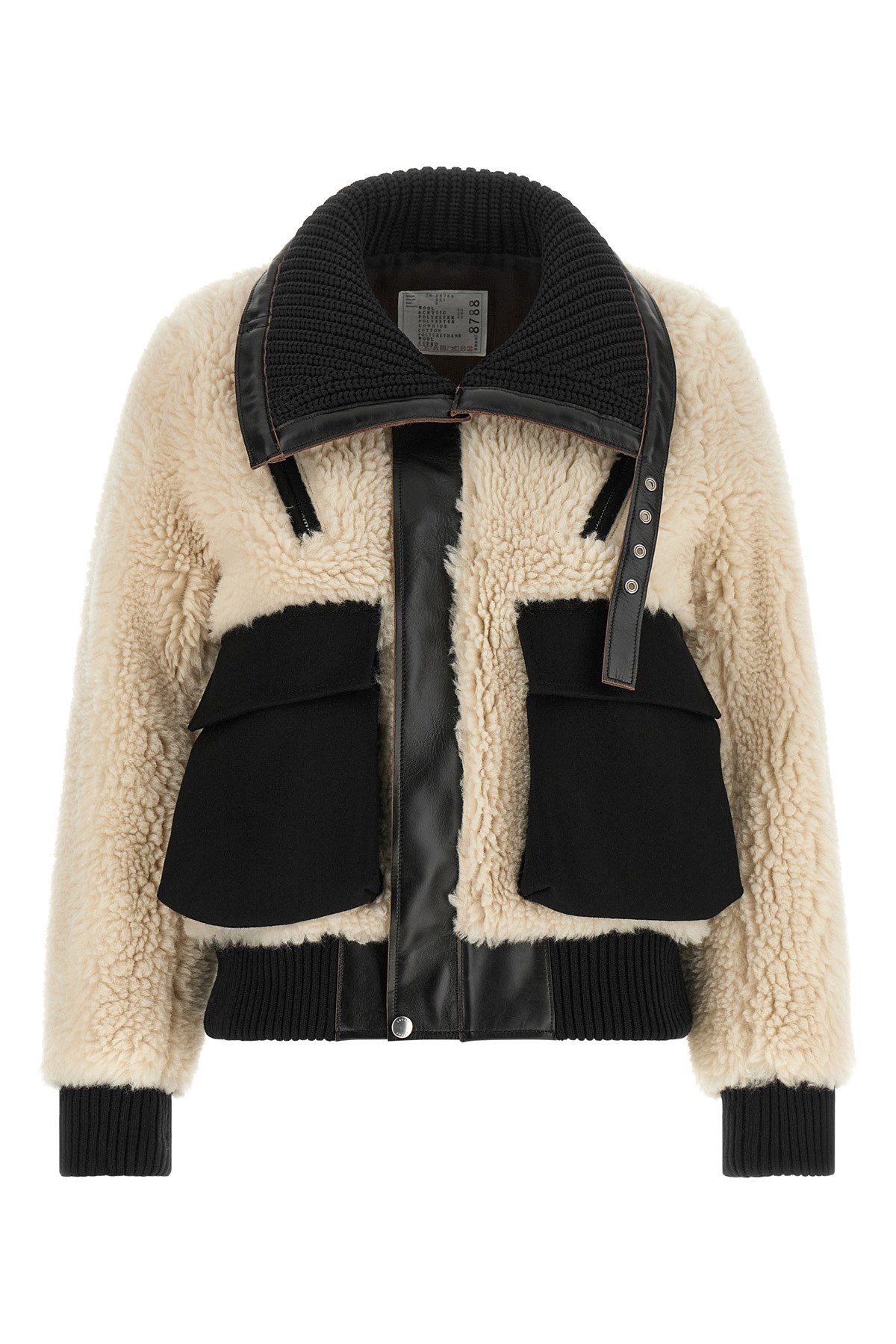 SACAI Shearling Effect Wool Jacket