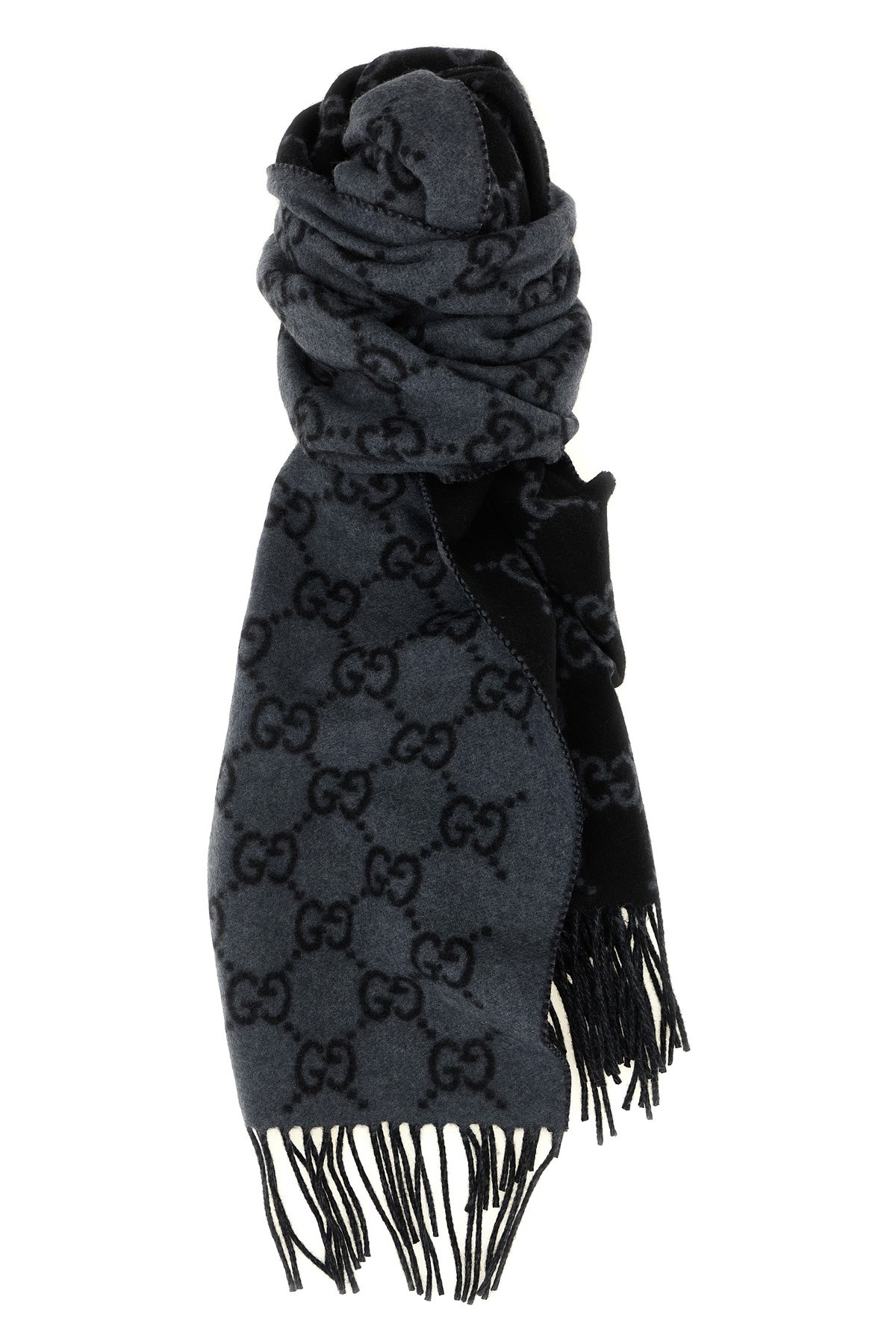 Gucci Gg Double-face Scarf In Gray