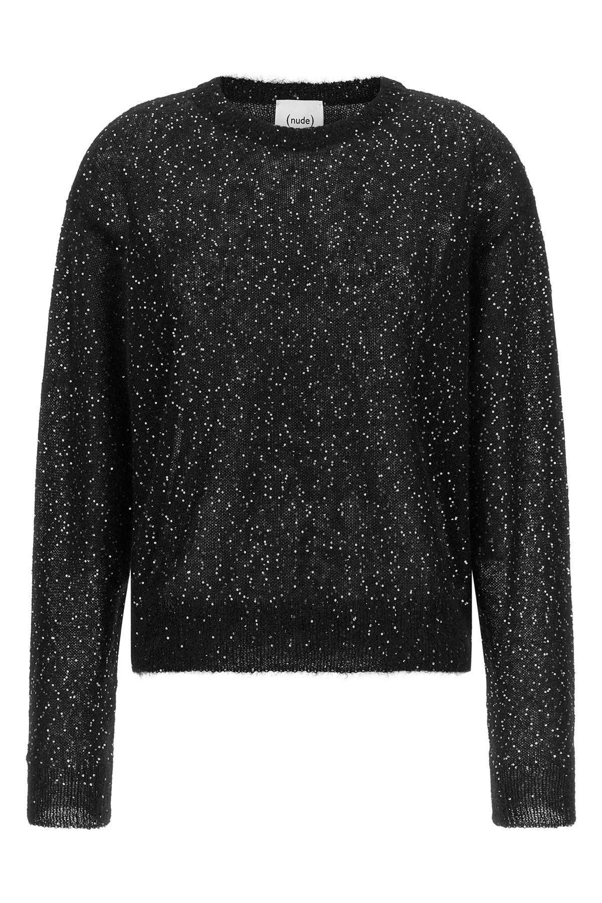 Nude Micro Sequin Sweater In Nero
