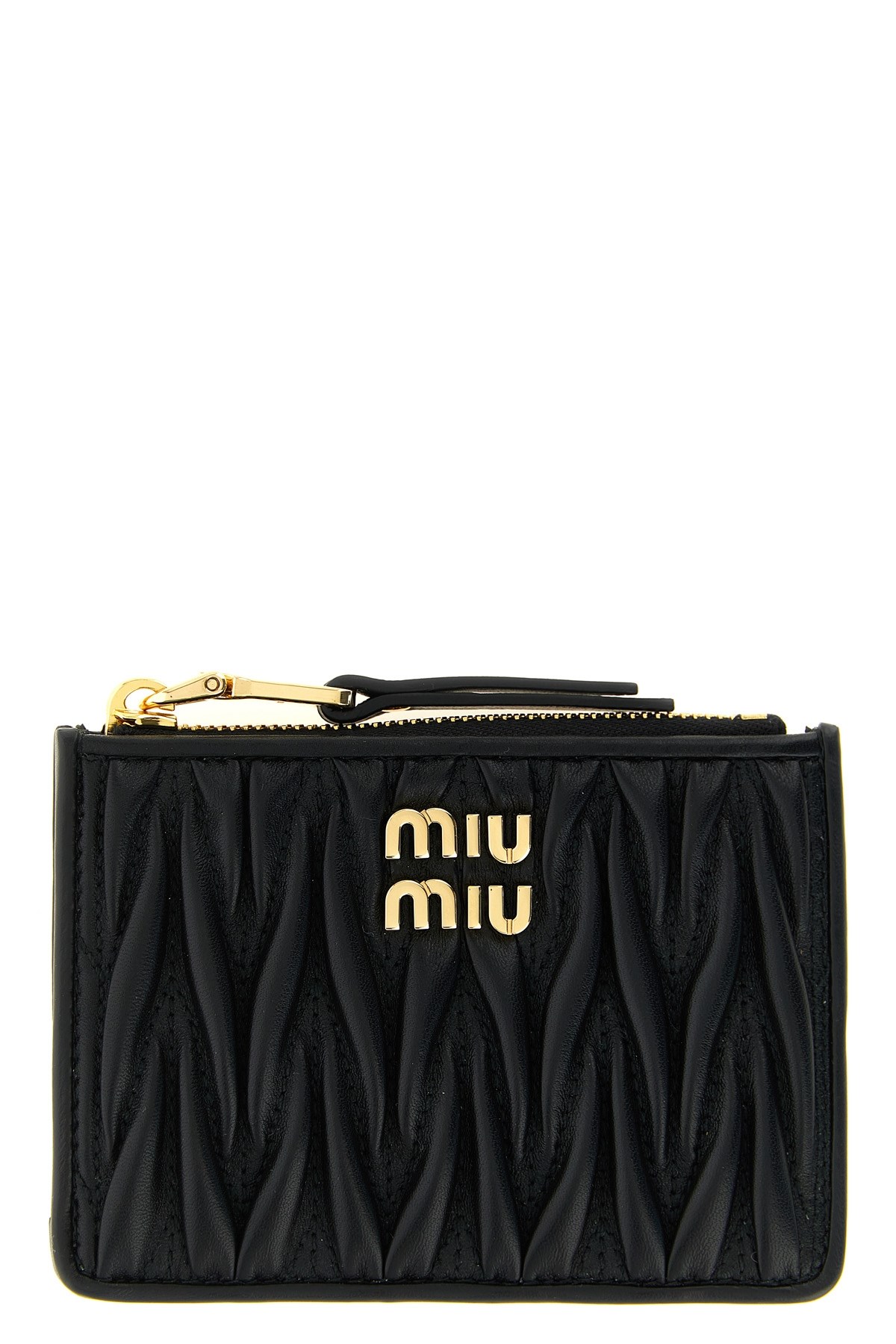 Miu Miu Matelassé Nappa Cardholder In Schwarz