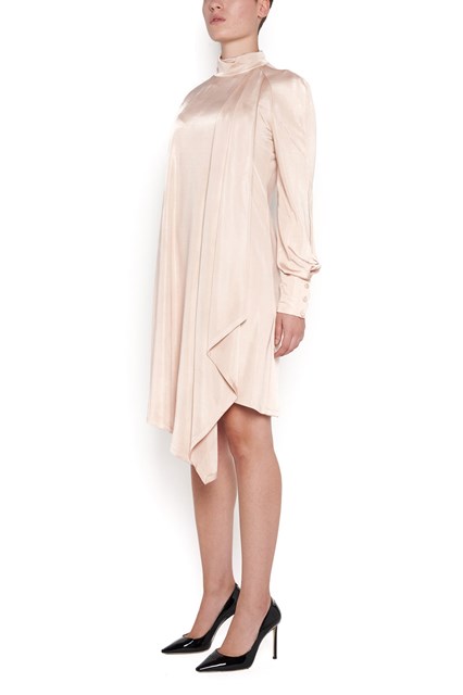 asymmetical crew neck long sleeves dress