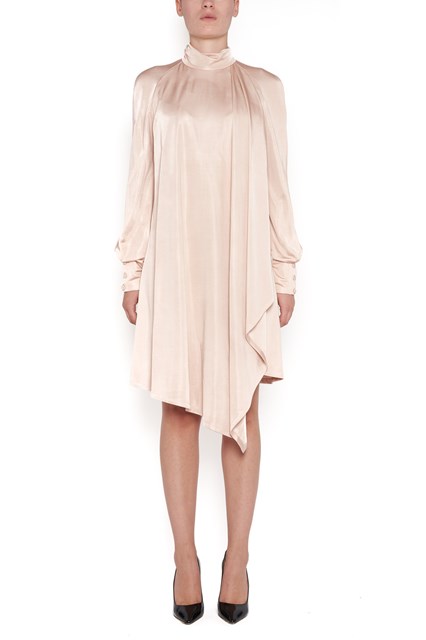 asymmetical crew neck long sleeves dress