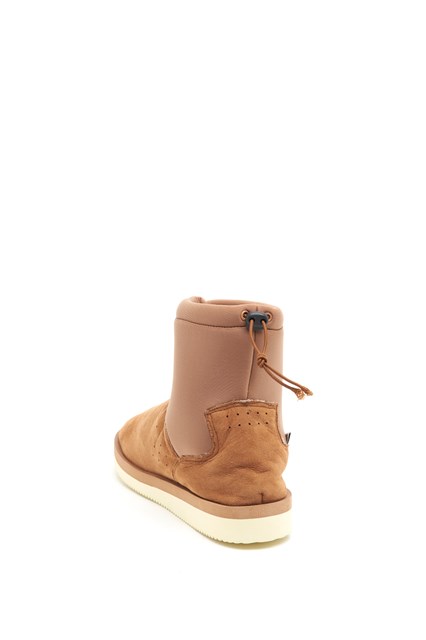 Suede and neoprene boots with drawstring on the ankle